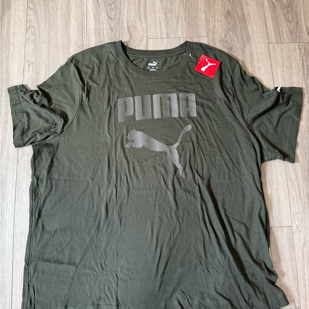 Puma Green Short Sleeve Tee with Tonal Logo